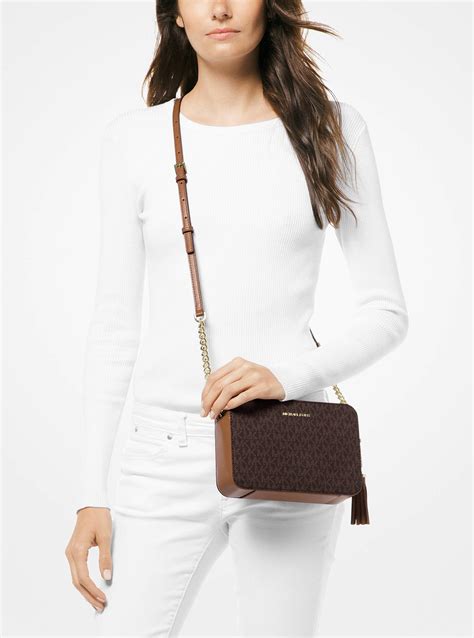 michael kors ginny brown crossbody|Ginny Medium Logo Crossbody Bag .